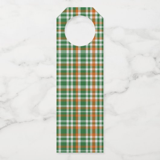 Saint Patrick's day Ierland Vlag gekleurde gingham Flessenhanger (Voorkant)