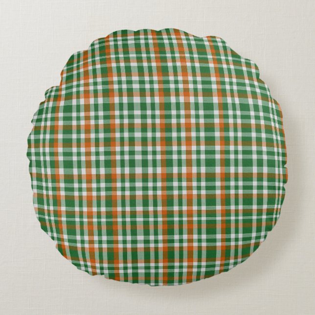 Saint Patrick's day Ierland Vlag gekleurde gingham Rond Kussen (Voorkant)