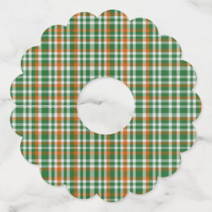 Saint Patrick's day Ierland Vlag gekleurde gingham Wijnglaslabel