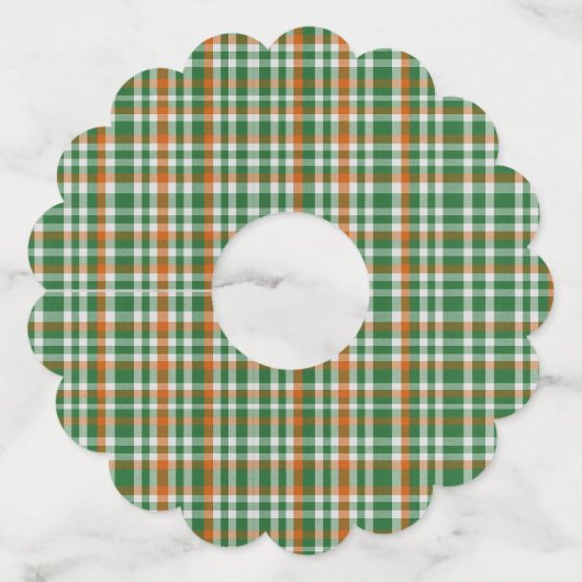 Saint Patrick's day Ierland Vlag gekleurde gingham Wijnglaslabel (Voorkant)