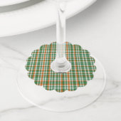 Saint Patrick's day Ierland Vlag gekleurde gingham Wijnglaslabel (Dichtbij)
