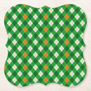 Saint Patrick's Day Ierse gekleurde argyle Kartonnen Onderzetters
