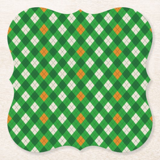Saint Patrick's Day Ierse gekleurde argyle Kartonnen Onderzetters (Voorkant)