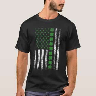 Saint Patrick's Day Irich American Flag T-shirt