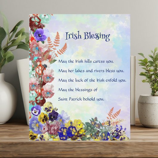 Saint Patrick's Day Irish Blessing Floral Collage Fotoplaat