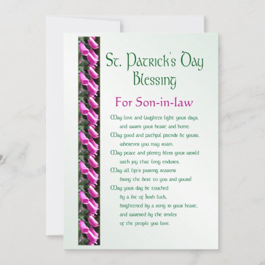 Saint Patricks Day Irish Blessing for Son-in-law H Feestdagenkaart (Voorkant)