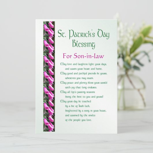 Saint Patricks Day Irish Blessing for Son-in-law H Feestdagenkaart (Staand voorkant)