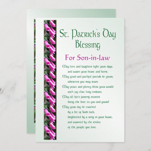 Saint Patricks Day Irish Blessing for Son-in-law H Feestdagenkaart (Voorkant / Achterkant)