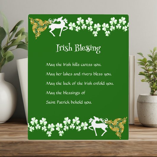 Saint Patrick's Day Irish Celtic Deer Shamrocks Fotoplaat