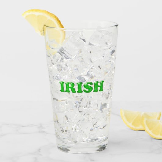 Saint Patrick's Day Irish Green letters clear Beer Glas (Voorkant ijs)