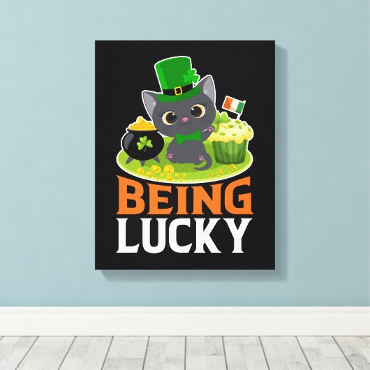 Saint Patrick's Day is Lucky Canvas Afdruk (Insitu (Houten vloer))