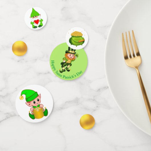 Saint Patrick's Day Kabouter, Elf & Pot met Goud Confetti (Groep)