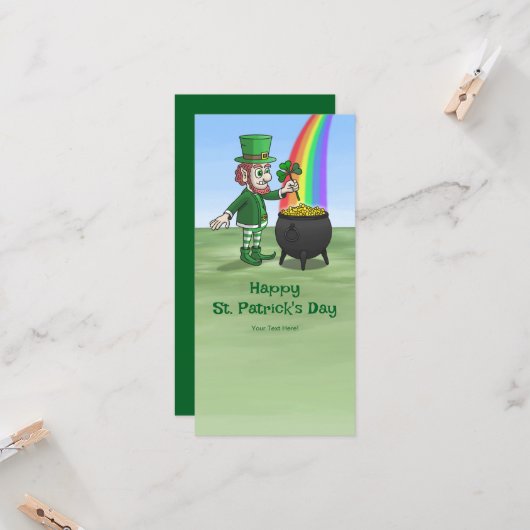 Saint Patrick's Day Kabouter Kaart (Voorkant / Achterkant in situ)