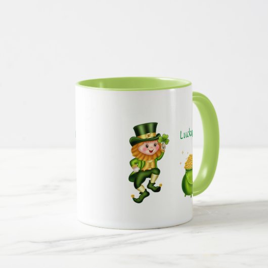 Saint Patrick's Day Kabouter & Pot met Goud Mok (Voorkant rechts)