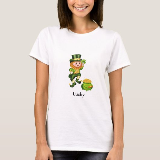 Saint Patrick's Day kabouter & pot met goud T-shirt (Voorkant)