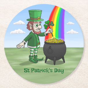 Saint Patrick's Day Kabouter Ronde Kartonnen Onderzetter