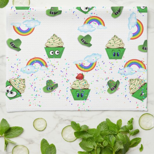 Saint Patrick's Day Keuken Handdoek Cupcakes (Gevouwen)