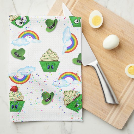 Saint Patrick's Day Keuken Handdoek Cupcakes (Quarter Fold)