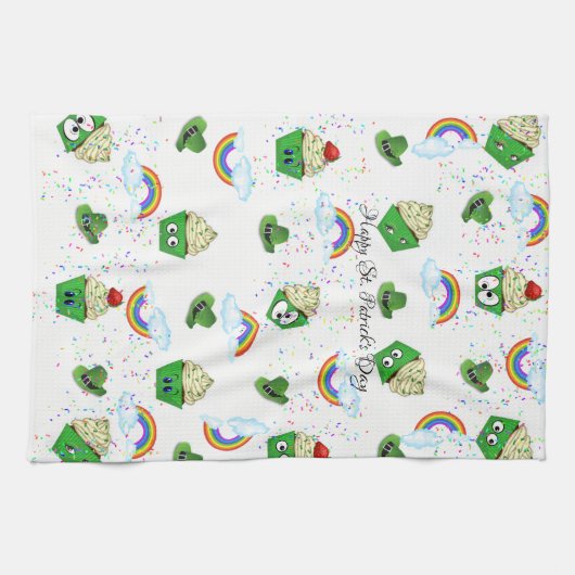 Saint Patrick's Day Keuken Handdoek Cupcakes (Horizontaal)