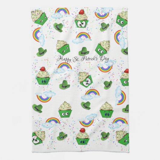 Saint Patrick's Day Keuken Handdoek Cupcakes (Verticaal)