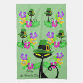 Saint Patrick's Day Keuken Handdoek Kat Bloemen (Verticaal)
