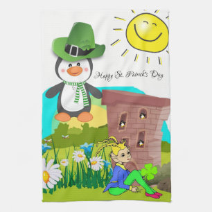 Saint Patrick's Day Keuken Handdoek Penguin