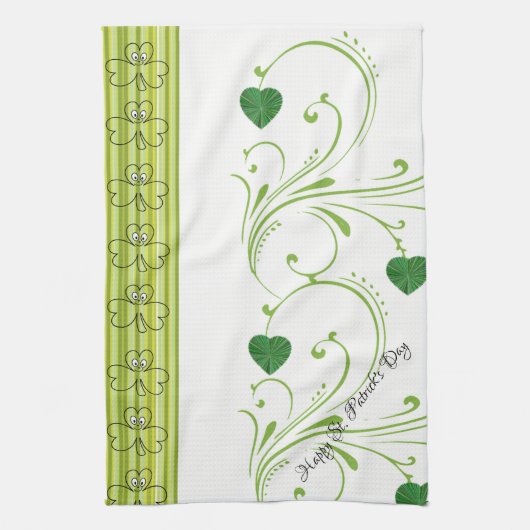 Saint Patrick's Day Keuken Handdoek Shamrocks (Verticaal)