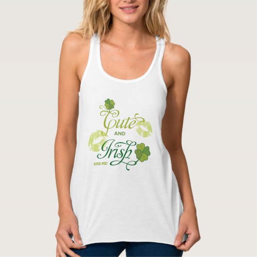 Saint Patrick's Day Kiss Me I'm Irish Shamrock Tanktop (Voorkant)