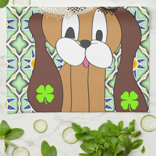 Saint Patrick's Day Kitchen Hand Towel Dog Theedoek (Gevouwen)