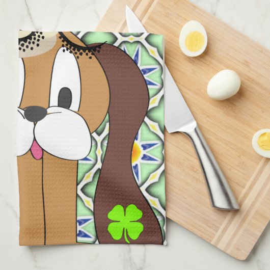 Saint Patrick's Day Kitchen Hand Towel Dog Theedoek (Quarter Fold)