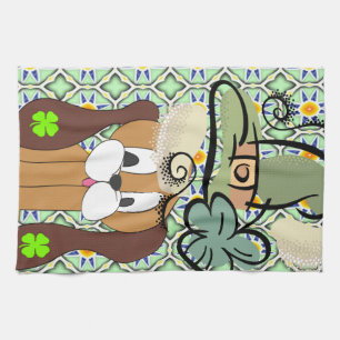 Saint Patrick's Day Kitchen Hand Towel Dog Theedoek
