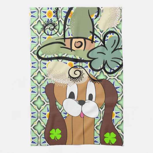 Saint Patrick's Day Kitchen Hand Towel Dog Theedoek (Verticaal)