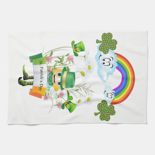 Saint Patrick's Day Kitchen Hand Towel Leprechaun Theedoek (Horizontaal)