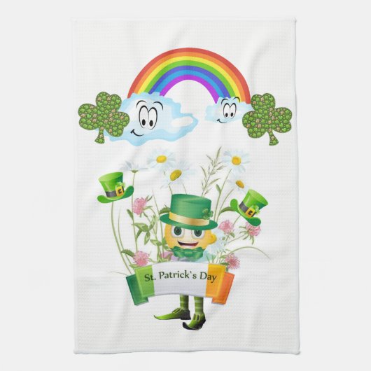 Saint Patrick's Day Kitchen Hand Towel Leprechaun Theedoek (Verticaal)
