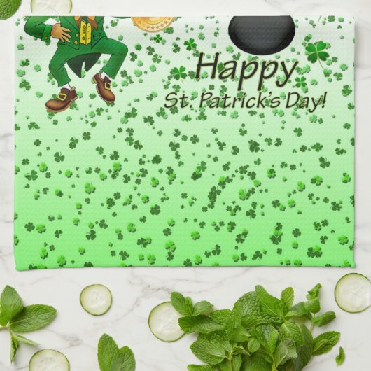 Saint Patrick's Day Kitchen Hand Towel Leprechaun Theedoek (Gevouwen)