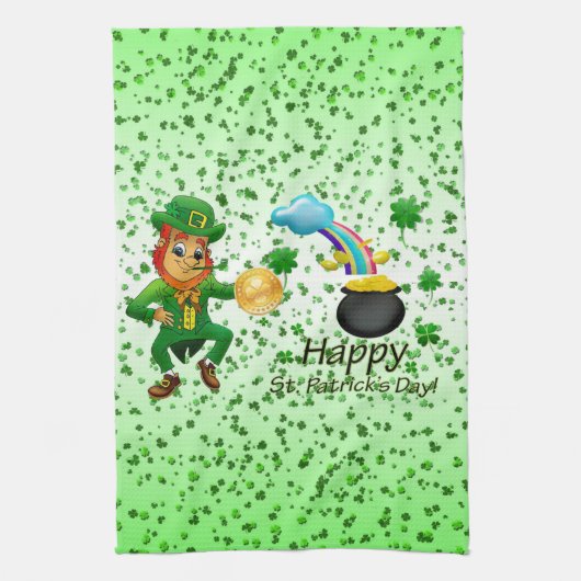 Saint Patrick's Day Kitchen Hand Towel Leprechaun Theedoek (Verticaal)
