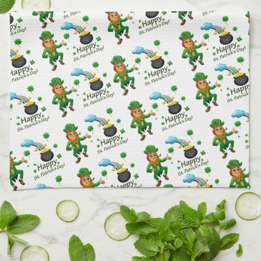 Saint Patrick's Day Kitchen Hand Towel Leprechaun Theedoek (Gevouwen)