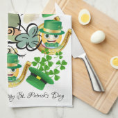 Saint Patrick's Day Kitchen Hand Towel Leprechaun Theedoek (Quarter Fold)