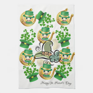 Saint Patrick's Day Kitchen Hand Towel Leprechaun Theedoek