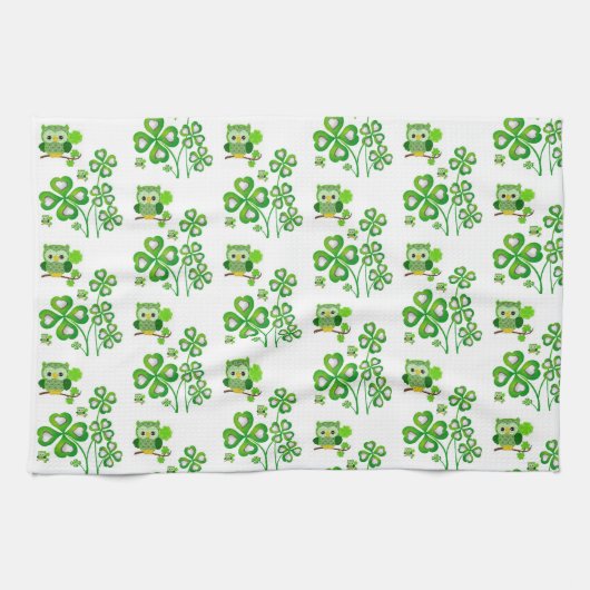 Saint Patrick's Day Kitchen Hand Towel Owl Theedoek (Horizontaal)