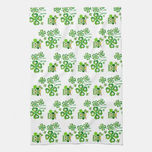Saint Patrick's Day Kitchen Hand Towel Owl Theedoek (Verticaal)