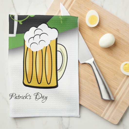 Saint Patrick's Day Kitchen Hand Towel Pet Beer Theedoek (Quarter Fold)