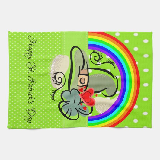 Saint Patrick's Day Kitchen Hand Towel Rainbow Theedoek (Horizontaal)