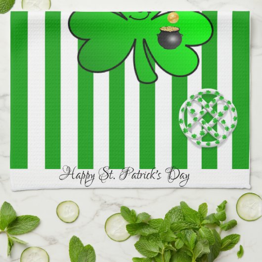 Saint Patrick's Day Kitchen Hand Towel Shamrock Theedoek (Gevouwen)