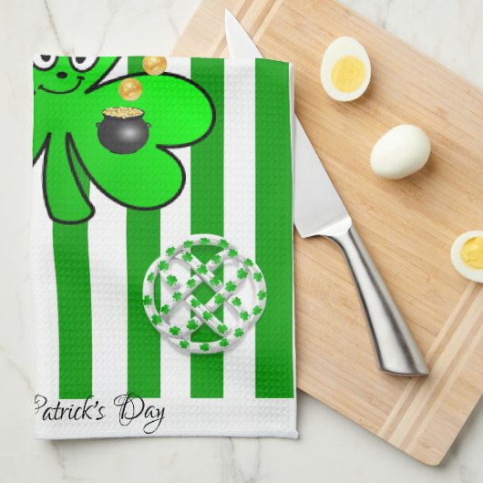 Saint Patrick's Day Kitchen Hand Towel Shamrock Theedoek (Quarter Fold)