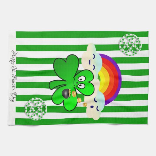 Saint Patrick's Day Kitchen Hand Towel Shamrock Theedoek (Horizontaal)