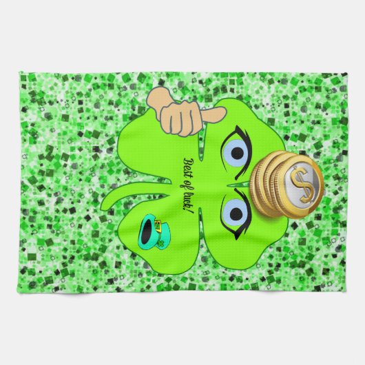 Saint Patrick's Day Kitchen Hand Towel Shamrock Theedoek (Horizontaal)