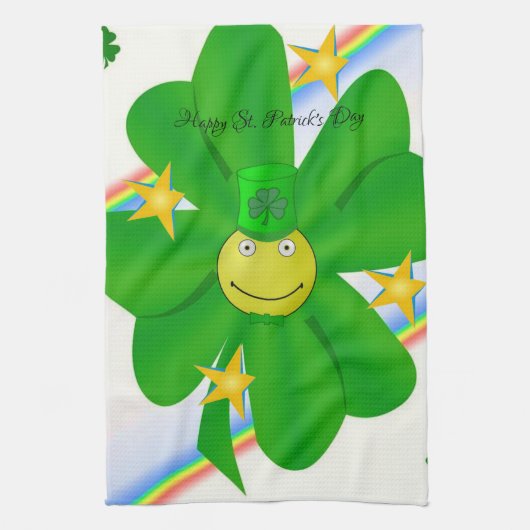 Saint Patrick's Day Kitchen Hand Towel Shamrock Theedoek (Verticaal)