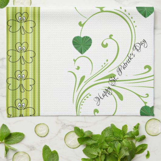 Saint Patrick's Day Kitchen Hand Towel Shamrocks Theedoek (Gevouwen)