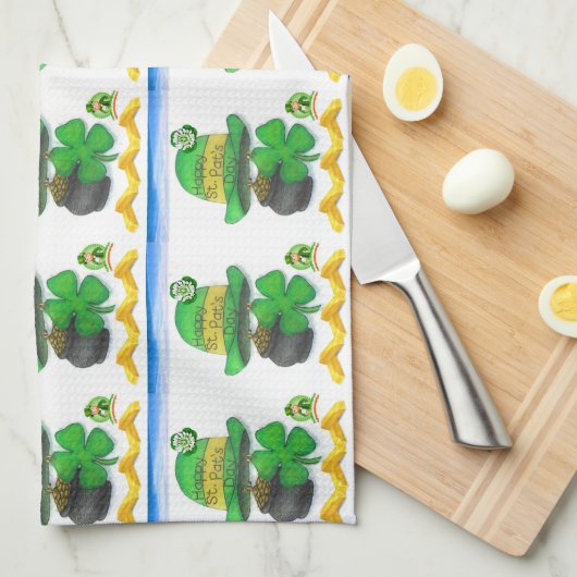 Saint Patrick's Day Kitchen Hand Towel Theedoek (Quarter Fold)